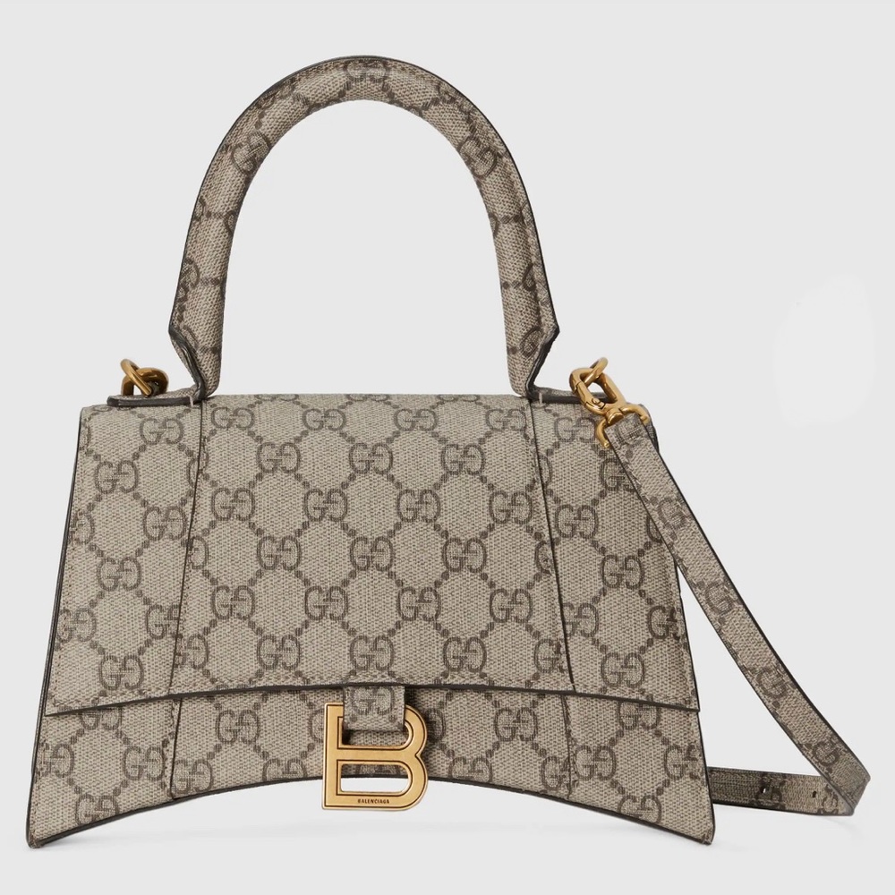 GUCCI × BALENCIAGA THE HACKER PROJECT SMALL
HOURGLASS BAG BEIGE/EBONY